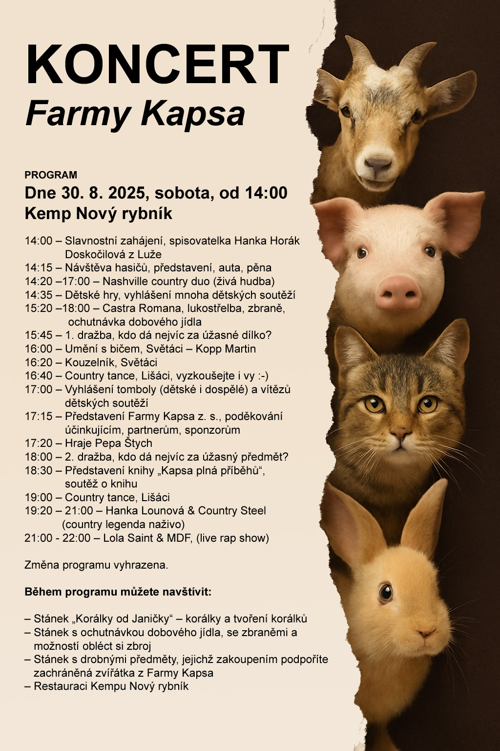 koncert pro zvířátka z Farmy Kapsa